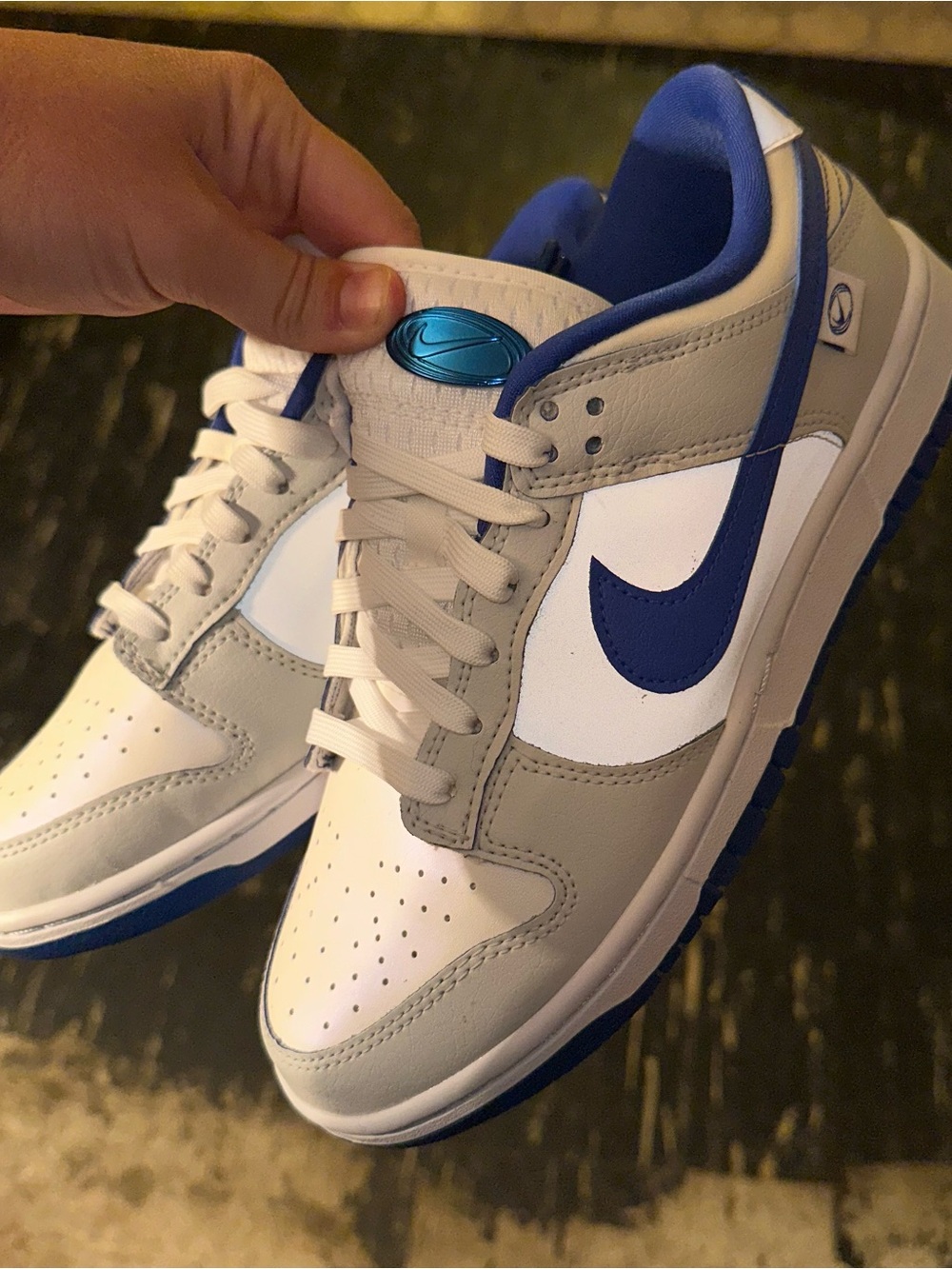 Nike Low-dunk Sneakers in White, Light Gray & Blue